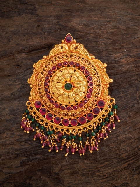 

Kushal's Fashion Jewellery Gold-toned 92.5 Pure Silver Peacock Motifs Pendant