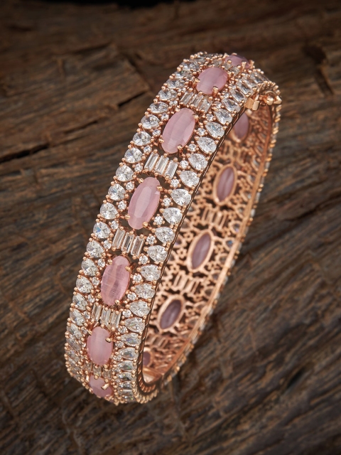 

Kushal's Fashion Jewellery Rose Gold-Plated Pink & White CZ Studded Bangle