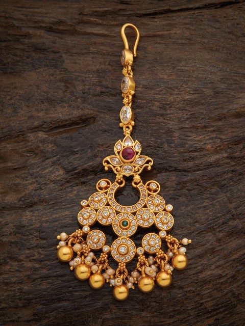 

Kushal's Fashion Jewellery Gold-Plated & Red Stone Studded Maang Tikka