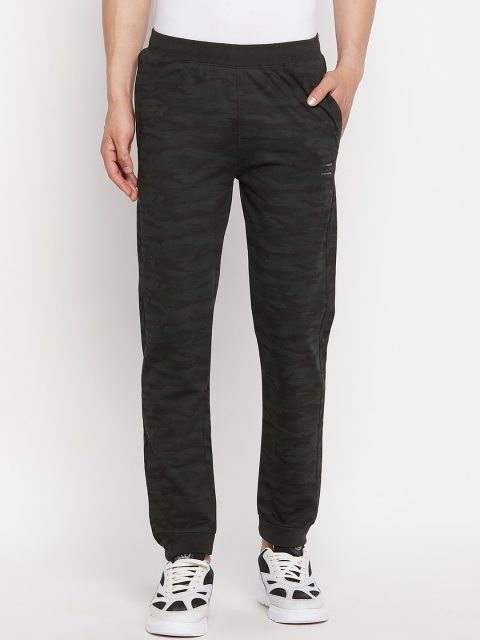 

Okane Men Olive, Black Colored Printed Track Pants