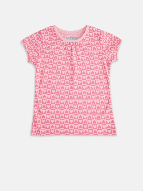 

Pantaloons Junior Girls Pink Printed Henley Neck T-shirt