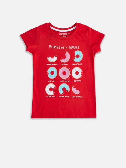 

Pantaloons Junior Girls Red Printed T-shirt