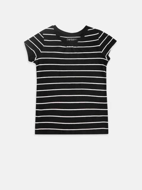 

Pantaloons Junior Girls Black Striped T-shirt