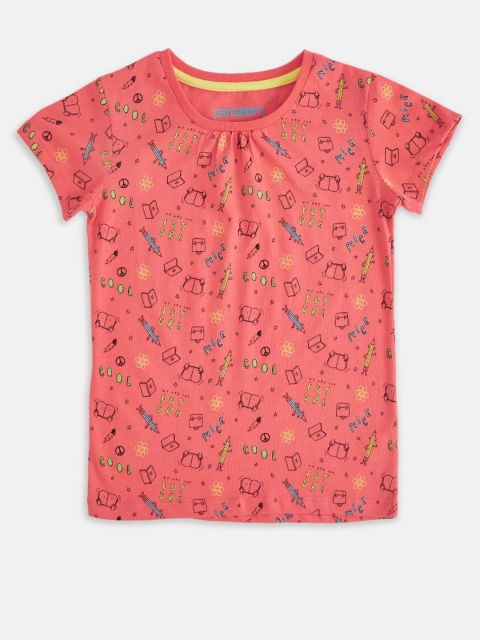 

Pantaloons Junior Girls Coral Printed Extended Sleeves T-shirt