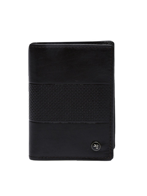 

Peter England Men Brown Solid Two Fold Wallet, Black