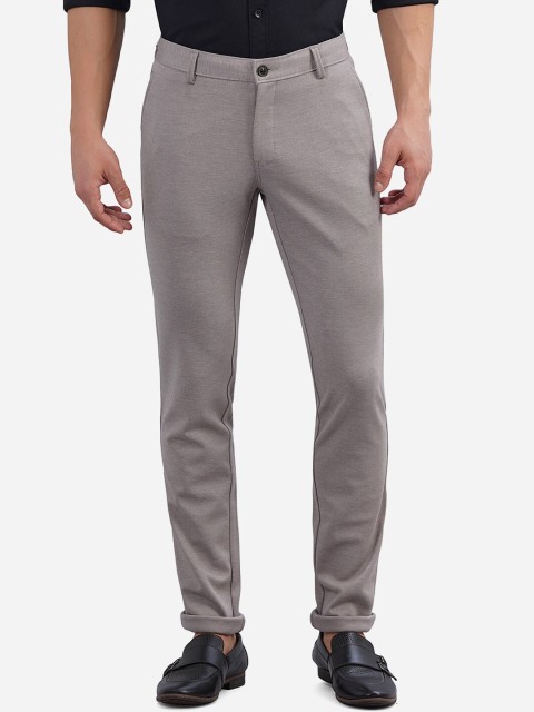 

JADE BLUE Men Grey Custom Slim Fit Trousers
