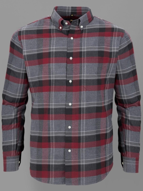 

FRENCH CROWN Men Grey Standard Checked Formal Shirt