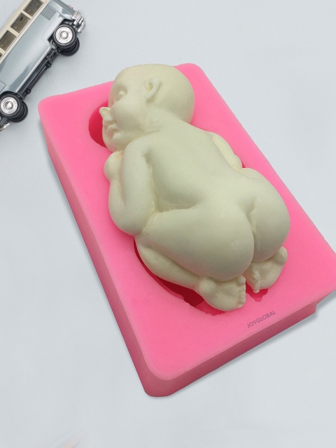 

JoyGlobal Pink Solid Silicone Large Sleeping Baby Baking Mould