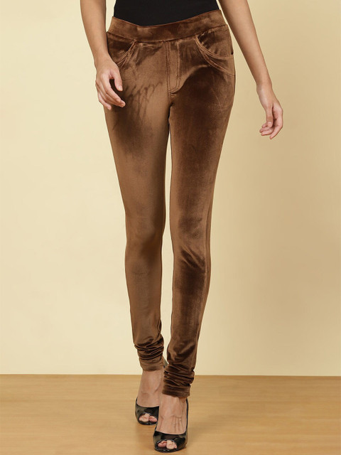 

Lakshita Women Beige Skinny-Fit Velvet Jeggings
