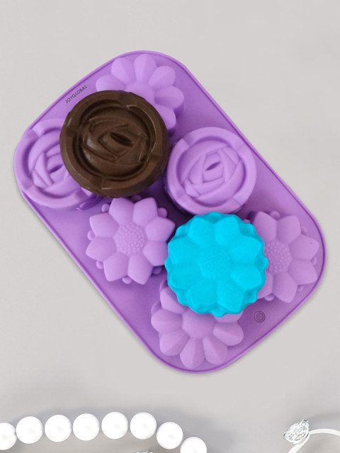 

JoyGlobal Purple 3 Different Flowers Mould Bakeware