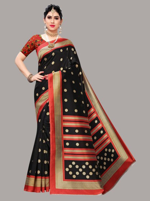 

Yashika Black & Red Art Silk Saree