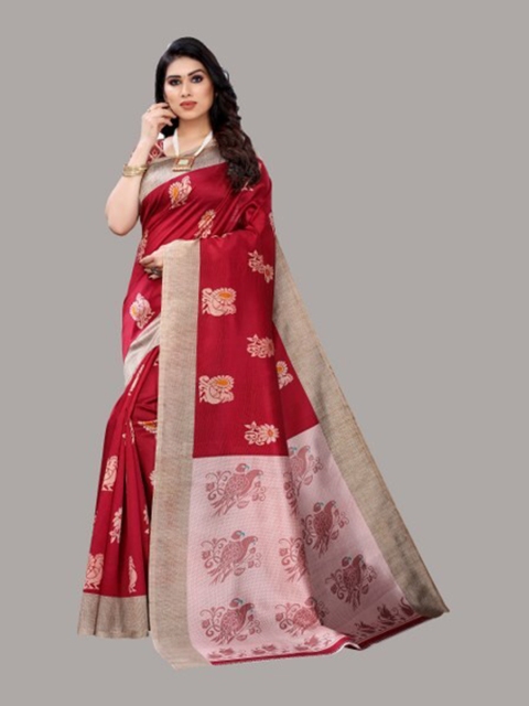 

Yashika Red & Beige Ethnic Motifs Art Silk Saree