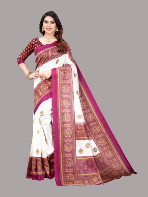 

Yashika Burgundy & White Ethnic Motifs Art Silk Saree