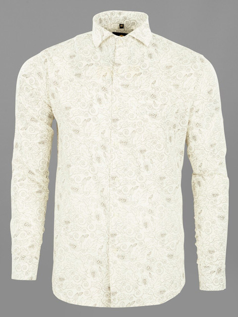 

FRENCH CROWN Men Off White Standard Printed Formal Shirt