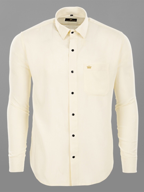 

FRENCH CROWN Men Yellow Standard Printed Formal Shirt