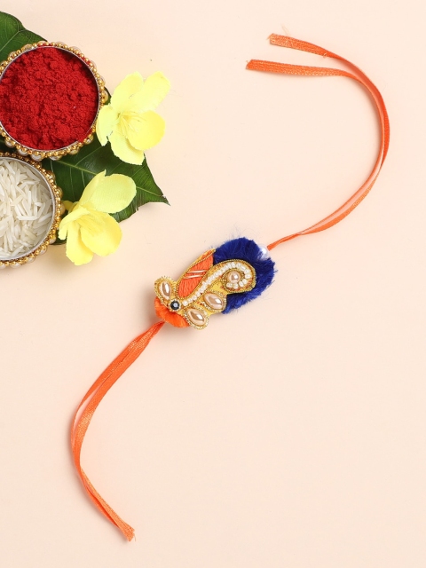 

The Magic Wand Boys Gold Toned & Blue Beaded Rakhi