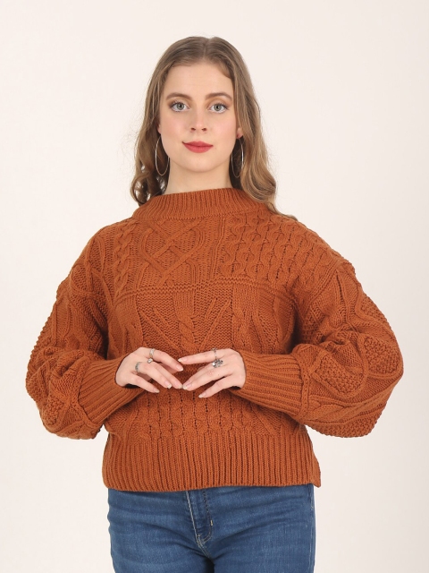 

NoBarr Women Rust Cable Knit Pullover
