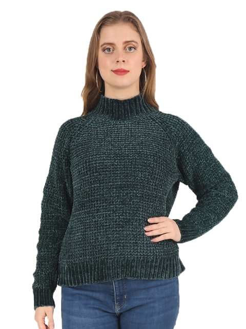 

NoBarr Women Green Cable Knit Pullover