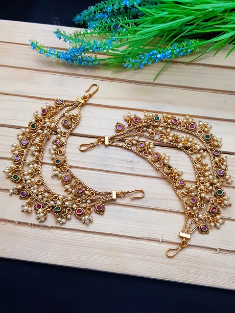 

GRIIHAM gold-Plated and Multicoloured Contemporary Champasarulu Earring Chain