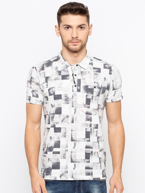 

Status Quo Men Black Printed Polo Collar Slim Fit T-shirt