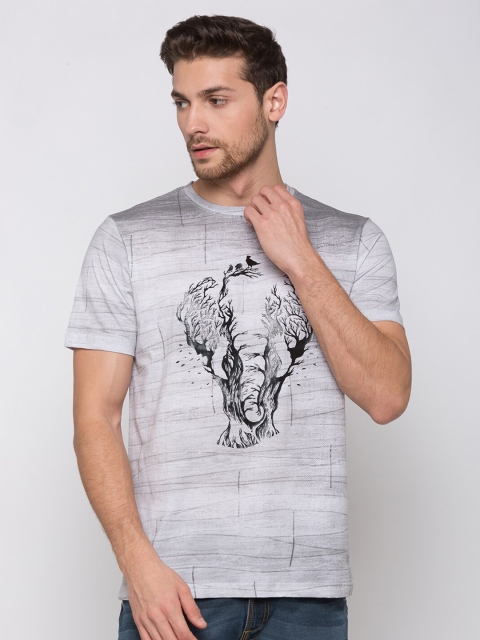 

Status Quo Men White Printed Raw Edge T-shirt
