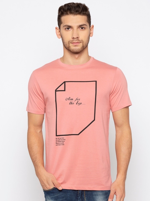 

Status Quo Men Pink & coral reef Typography Printed Slim Fit T-shirt