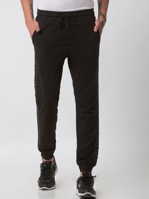 

Status Quo Men Black Solid Slim-Fit Low-Rise Cotton Track Pants