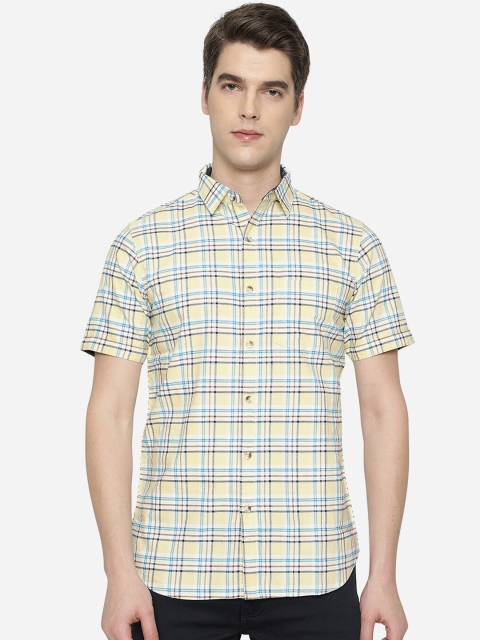 

JADE BLUE Men Yellow Slim Fit Tartan Checks Checked Casual Shirt