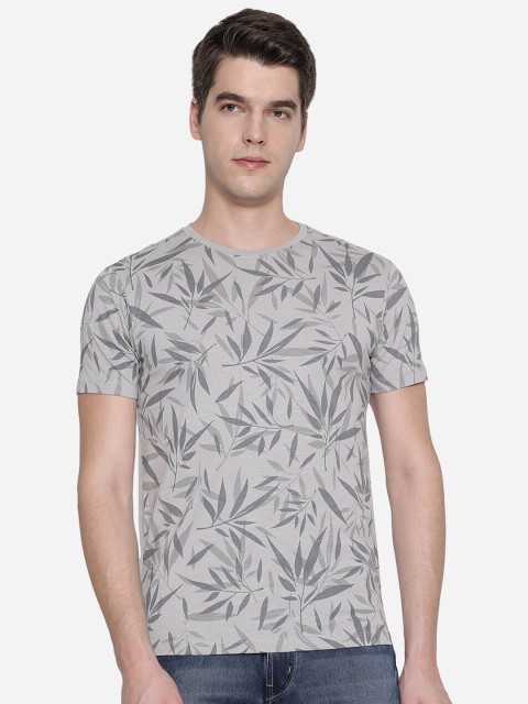 

JADE BLUE Men Grey Floral Printed Tropical Slim Fit T-shirt