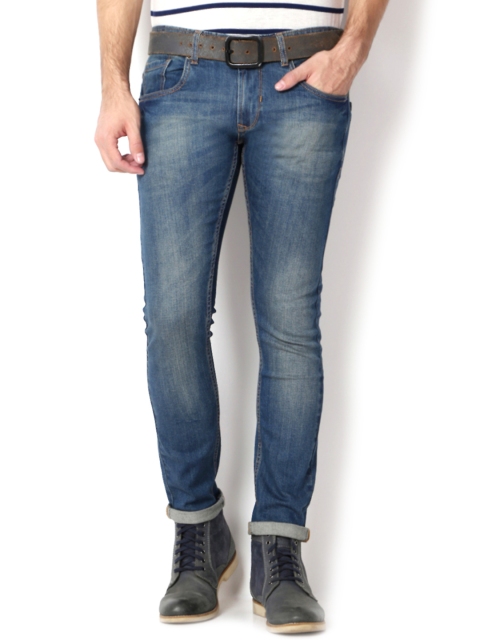 Peter England Men Blue Skinny Fit Mid-Rise Clean Look Jeans