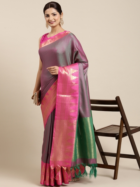 

Pothys Green & Pink Ethnic Motifs Jute Silk Saree