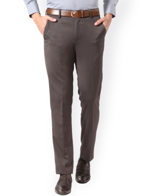

Peter England Men Brown Slim Fit Solid Formal Trousers