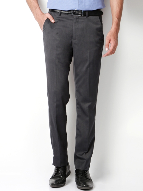 

Peter England Men Grey Slim Fit Solid Formal Trousers
