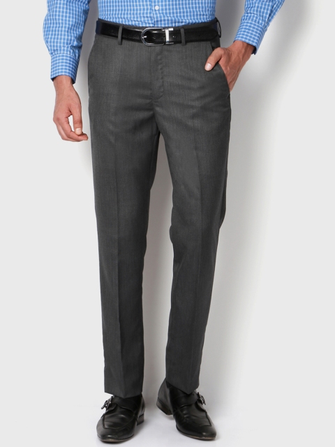 

Peter England Men Grey Slim Fit Solid Formal Trousers