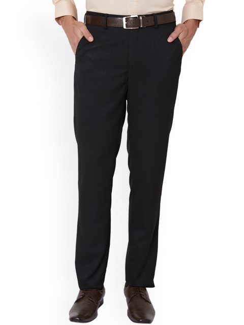 

Peter England Men Black Slim Fit Solid Formal Trousers