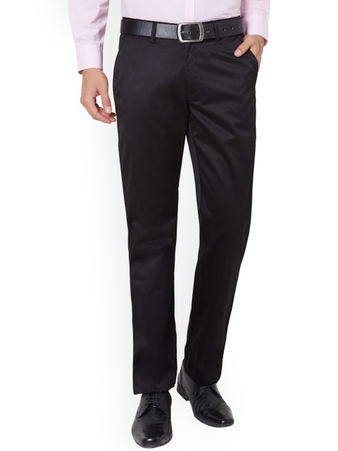 

Peter England Men Black Solid Formal Trousers