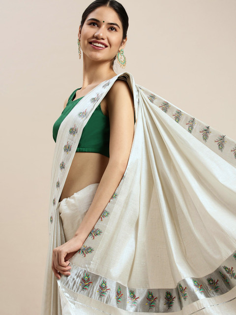 

Thara Sarees Grey Tissue Kasavu Saree