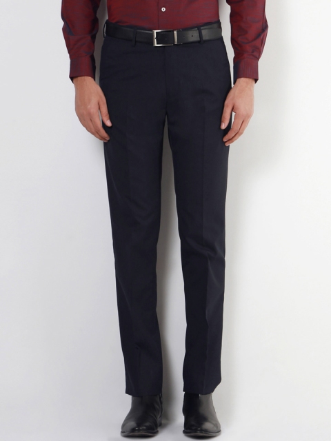 

Peter England Men Navy Slim Fit Solid Formal Trousers, Navy blue