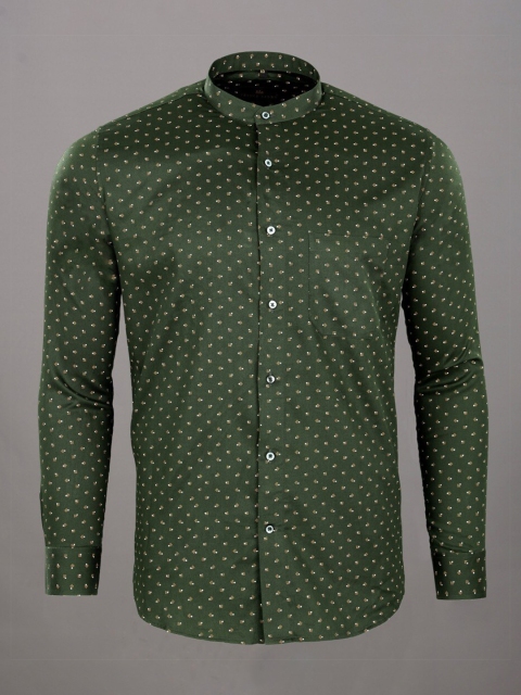 

FRENCH CROWN Men Green Standard Printed Formal Shirt