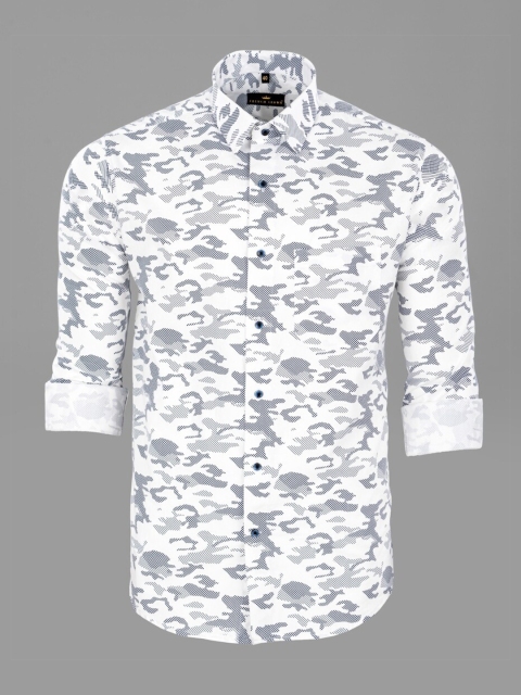 

FRENCH CROWN Men White Standard Animal Printed Formal Shirt