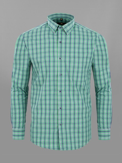 

FRENCH CROWN Men Green Standard Tartan Checks Checked Formal Shirt