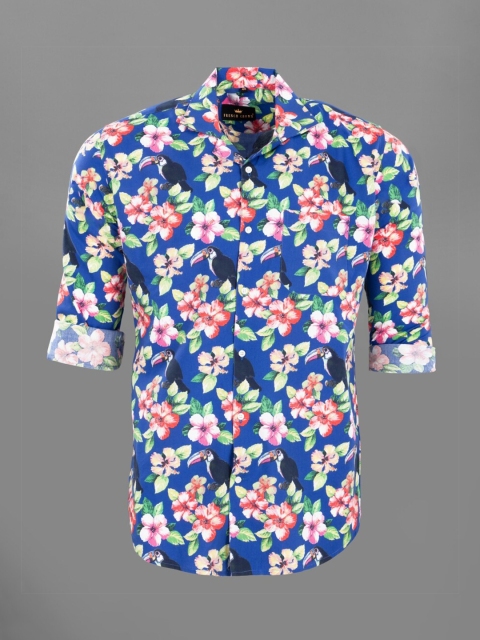 

FRENCH CROWN Men Blue Standard Floral Printed Formal Shirt