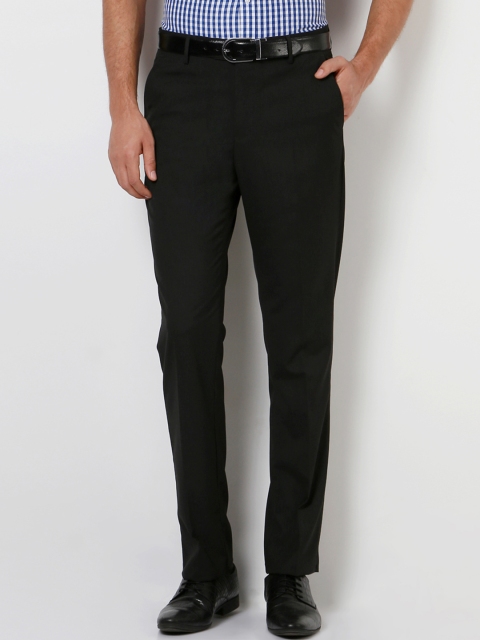 

Peter England Men Black Slim Fit Solid Formal Trousers