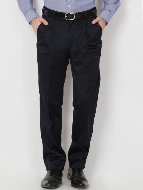 

Peter England Men Navy Blue Solid Formal Trousers