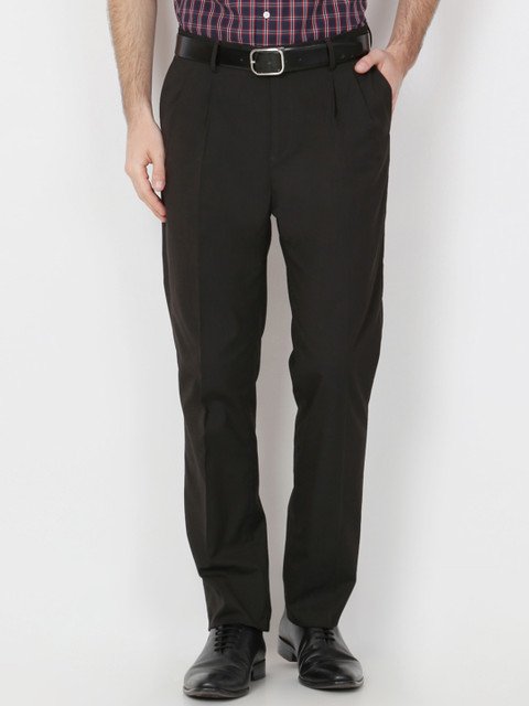 

Peter England Men Brown Solid Formal Trousers