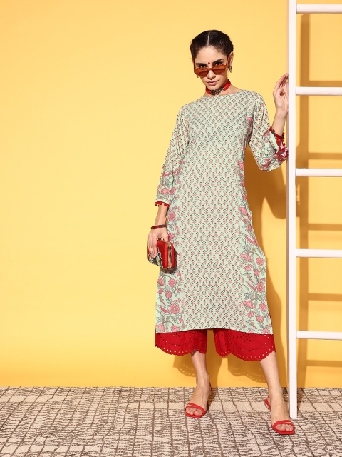 

Tikhi Imli Women Gorgeous Green Polyester Print Parade Kurta