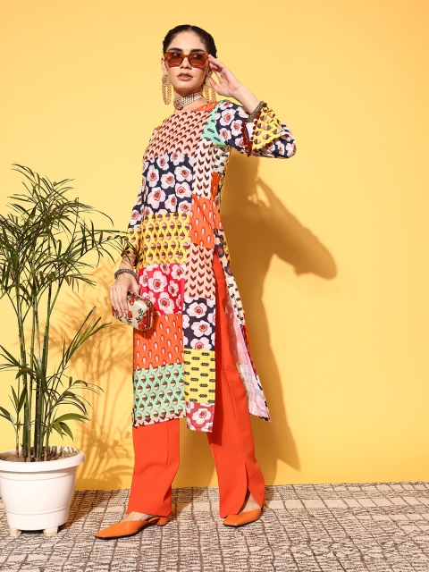 

Tikhi Imli Women Multicoloured Floral Printed Flared Sleeves Kurta, Multi