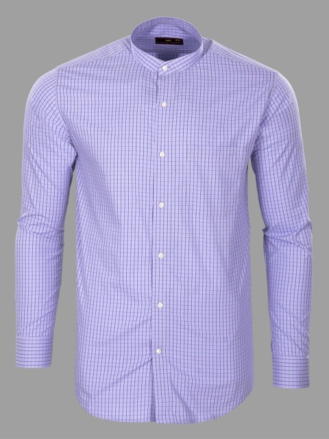 

FRENCH CROWN Men Purple Standard Windowpane Checks Checked Formal Shirt