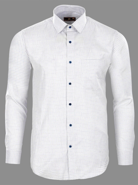 

FRENCH CROWN Men White Standard Windowpane Checks Checked Formal Shirt