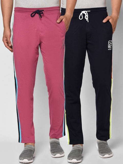 

EDRIO Men Pack Of 2 Solid Pure Cotton Track Pants, Pink